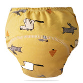 Waterproof Breathable Cotton Potty Training Pants for Babies (Yellow Grey Animal)